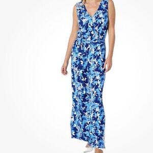 Christian Siriano Blue and White Floral Jumpsuit